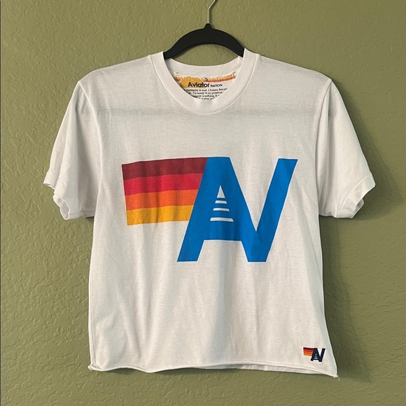Aviator Nation Tops - Aviator Nation Logo Boyfriend Tee White Size Small